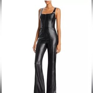 Chels Vegan Leather Black Women's Jumpsuit